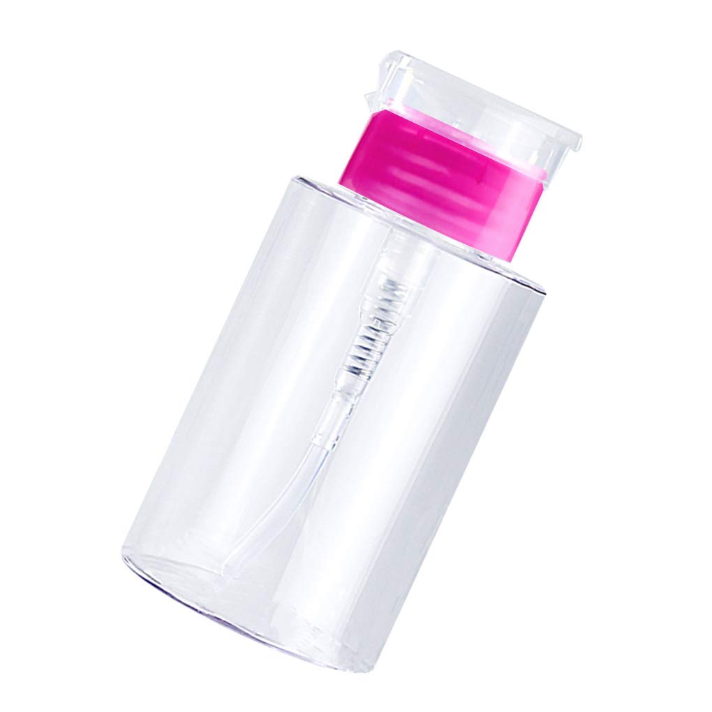 Empty Pump Dispenser Nail Polish Remover Refillable Container Cosmetic Transparent Press Bottle Manicure Rose red 150ml
