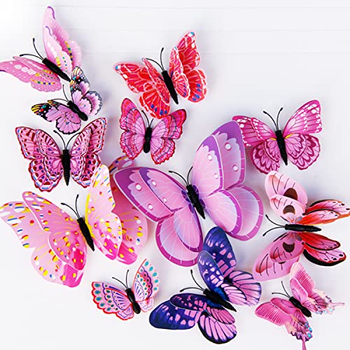 Image of JAAMSO ROYALS Light Pink 3D Butterfly Stickers for Wall Decoration - Set of 12 Butterflies - Decor Items
