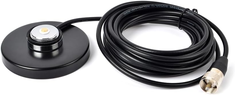 GMRS NMO Antenna, 462-467Mhz 17.7Inches UHF Whip Antenna with Heavy Duty NMO Magnetic Mount Magnet Base 5meter(16.4ft) RG58 Coax Cable for Yaesu Kenwood Midland Mobile Transceiver