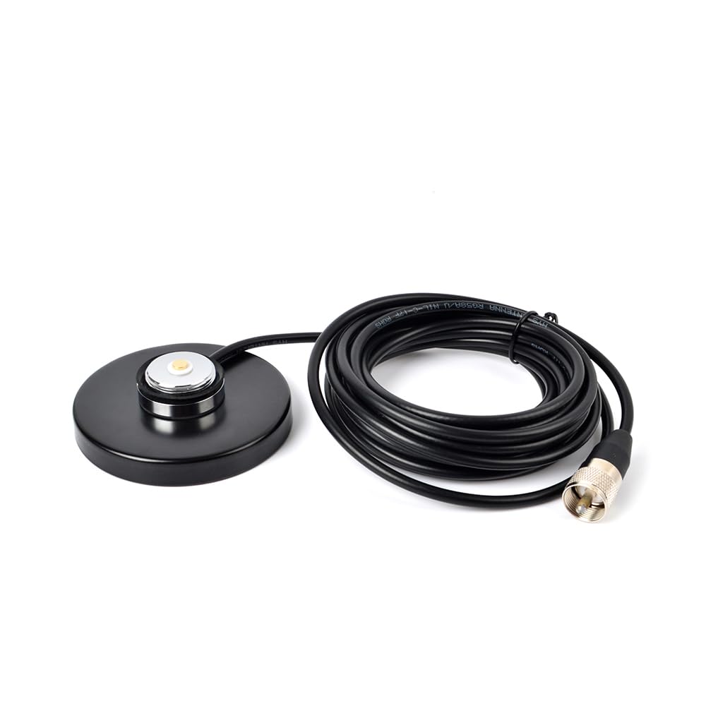 GMRS Antena NMO, 462-467 MHz, antena de látigo UHF de 17.7 pulgadas con base magnética NMO de alta resistencia, cable coaxial RG58 de 5 metros para transceptor móvil Yaesu Kenwood Midland