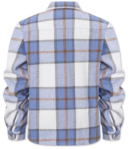 Cromoncent Men's Long Sleeve Thick Flannel Shirt Button Down Plaid Heavyweight Jacket2