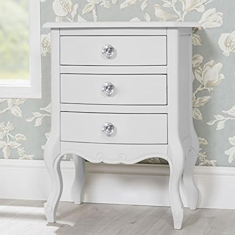 Juliette White 3 Drawer Bedside Table Cover