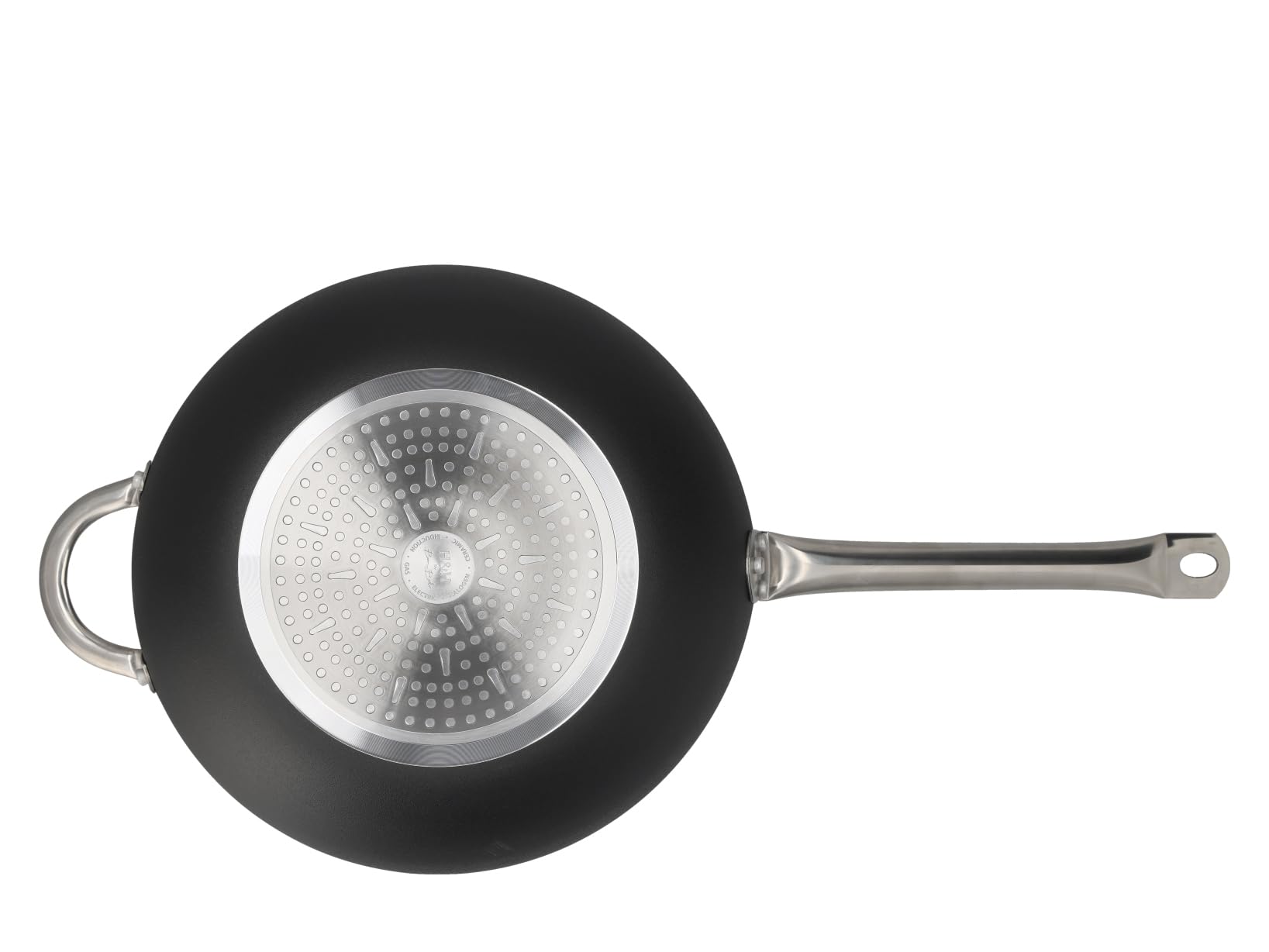 H&H by Bruno Barbieri Wok MasterPlus 32 cm, Alluminio con Rivestimento Antiaderente, Induzione, Nero