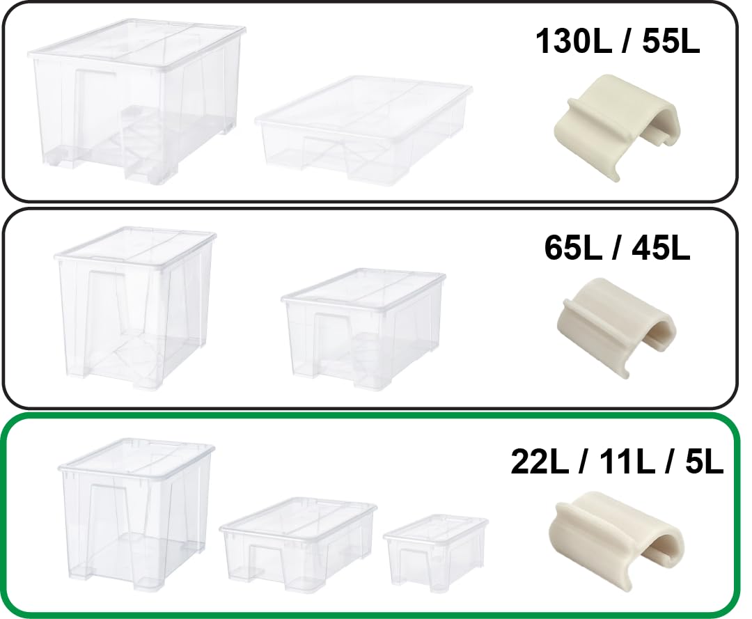 Clip di Chiusura Arrotondate per Ikea Samla Box - Compatibili Con Ikea-Samla (12 Pezzi, 5L/11L/22L)