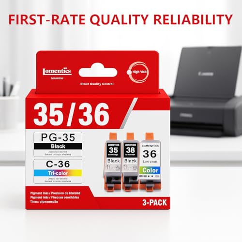 Image of LOMENTICS PGI-35 /CLI-36 Value Pack Ink Cartridge (2 Black, 1 Color, 3-Pack) Lometic Compatible Replacement for Canon 35 36 Ink to Work with PIXMA iP100 iP110 TR150 Printer