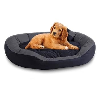 Slatters Be Royal Store Rectangular Shape Ultra Soft Reversible Fleece/Velvet Bed for Dog and Cat with 2 Extra Pillows (XXL, Grey-Black)