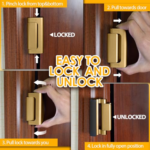 Image of Home Security Door Reinforcement Lock: Metal Door Locks for Front Door Locks for Kids Safety Child Proof Door Latch for Top Deadbolt Lock Home Defender Flip Door Guardian Lock Withstand 800 lbs Inside