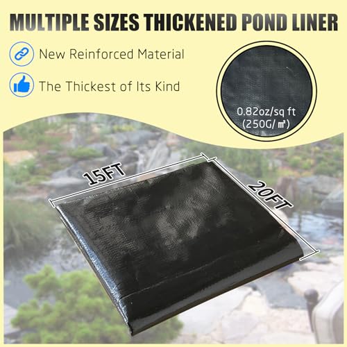 yeezoo-15X20FT-Reinforced-PE-Pond-Liner-KOI-Pond-Liners-for-Outdoor-Ponds-Enhanced-5-Layer-Structure-Pond-Liner-for-Fish-Duck-Garden-Raised-Bed-and-Waterscape-Pond082ozsq-ft-Thickness yeezoo 15X20FT Reinforced PE Pond Liner KOI Pond Liners for Outdoor Ponds Enhanced 5 Layer Structure Pond Liner for Fish Duck Garden Raised Bed and Waterscape Pond082ozsq ft Thickness