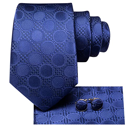 Image of Dubulle Mens Paisley Striped Tie Woven Necktie for Men and Handkerchief Cufflinks Set Wedding Formal Business