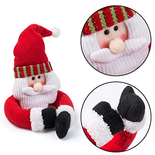 Ogrmar 2 Pack Christmas Curtain Buckle Doll Santa & Snowman Creative Curtain Tieback Hold Back Fastener,Christmas Wine Bottle Topper for Xmas Holiday Home Window Decoration (Red and White) - Image 4