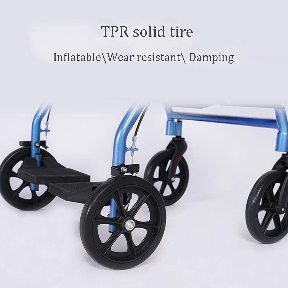 walkerfoldable drive pomoce do chodzenia z wygodnym oparciem, pomoce do chodzenia 4 koła przenośne, podwójny układ hamulcowy walker, używane do chodzenia dla seniorów, blue walker