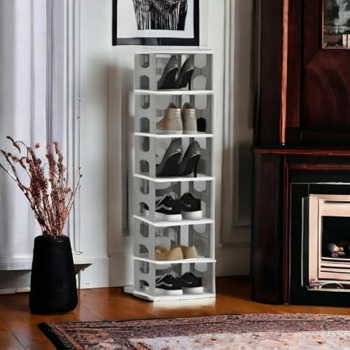 7 Tier Shoe Rack, Shoe Racks for Closet, Free-Combination Narrow Shoe Storage Organizer for Bedroom & Entryway, Space Saver Stackable Shoe Shelf,Grey (1 Pcs of 7 Tier, Polypropylene)