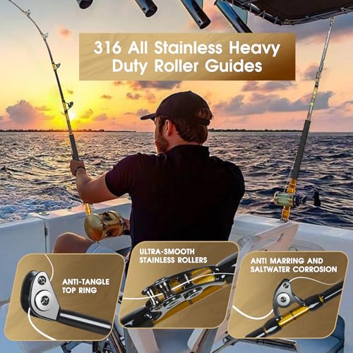Caña de pescar TRHUNTER BK TROLLING ROD 6 feet para trolling en agua salada miniatura 4