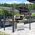 SHPAI 8x5FT Hardtop Grill Gazebo, All-Weather Outdoor Gazebo with 2 Side Shelves and Bottle Opener, Galvanized Steel Double ARC Roof, Outdoor Metal Grill Canopy for Patio, Backyard, Lawn, Deck – Grey