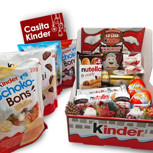 Casa Kinder Navidad Grande: Surtido de Chocolates Navidad con Kinder y Ferrero - Caja Regalo con Kinder Bueno, Kinder Joy, Happy Hippo, Ferrero Rocher y más