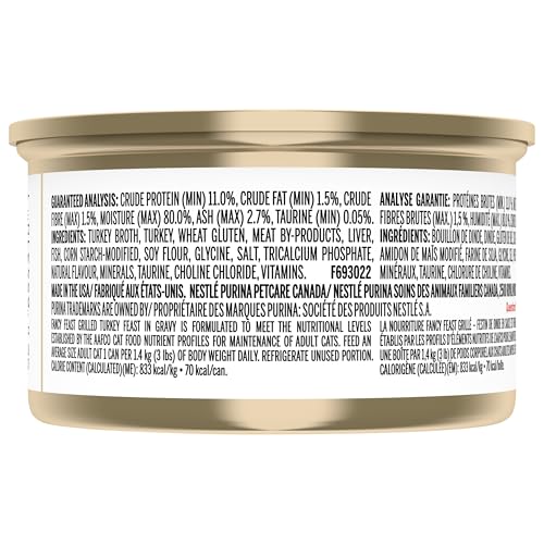 Fancy Feast Grilled Wet Cat Food, Turkey Feast in Gravy - 85 g Can (24 Pack) - Image 3