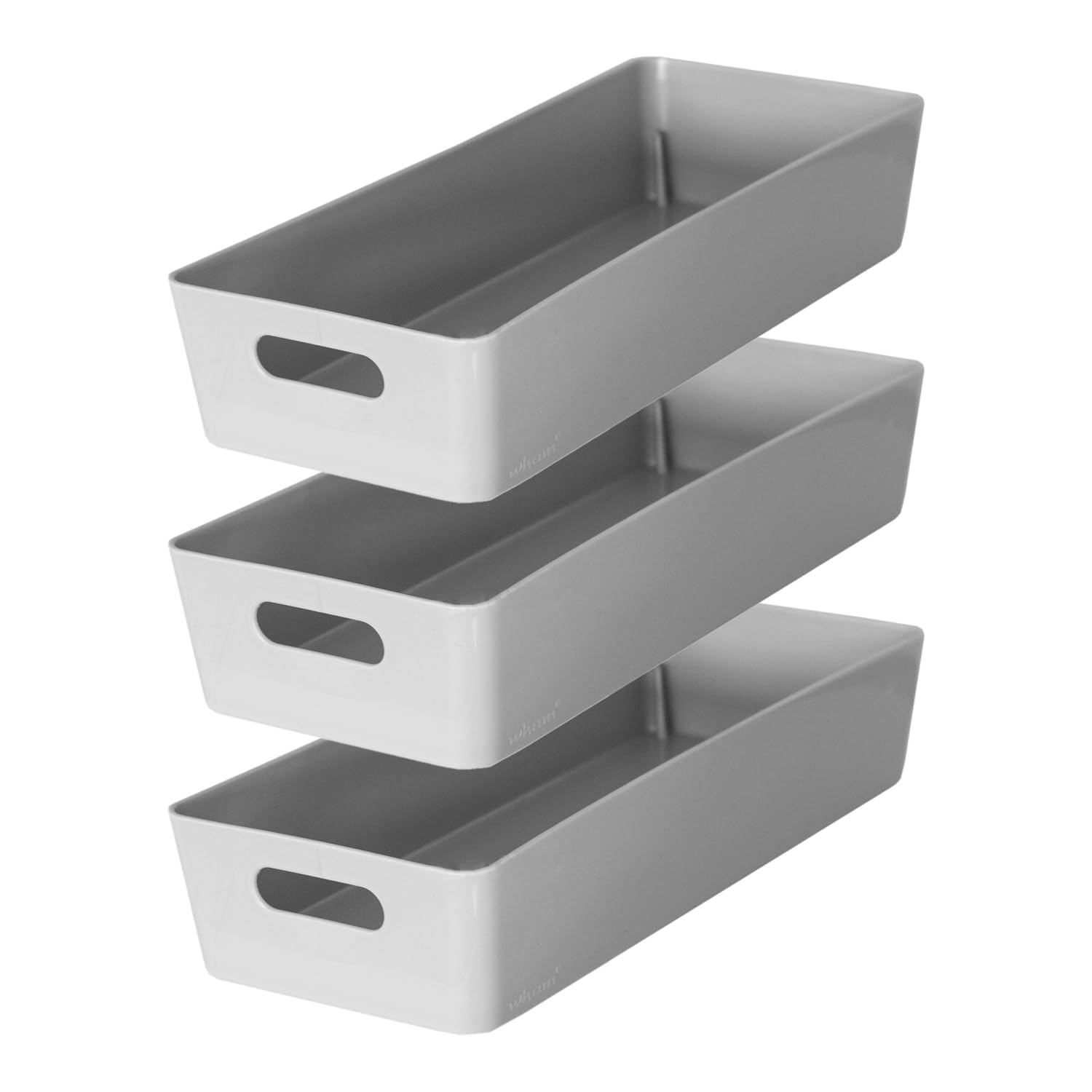 Darthome Grey [Set Of 3] Pantry Organiser Storage Trays 30Cm Long Narrow Drawer Baskets Containers