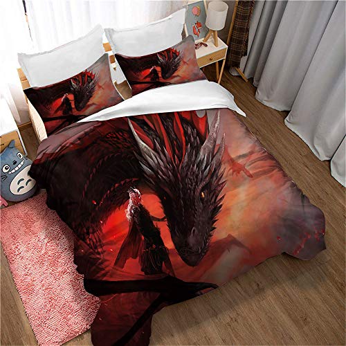 EU-VV Juego De Ropa De Cama con Funda Nórdica De Juego De Tronos De Lujo, 3 Piezas, 120 De Algodón De Fibra Larga (180x220cm-Cama de 105/135,Imagen 05)