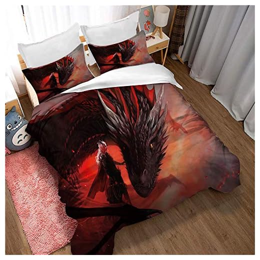 EU-VV Juego De Ropa De Cama con Funda Nórdica De Juego De Tronos De Lujo, 3 Piezas, 120 De Algodón De Fibra Larga (180x220cm-Cama de 105/135,Imagen 05)