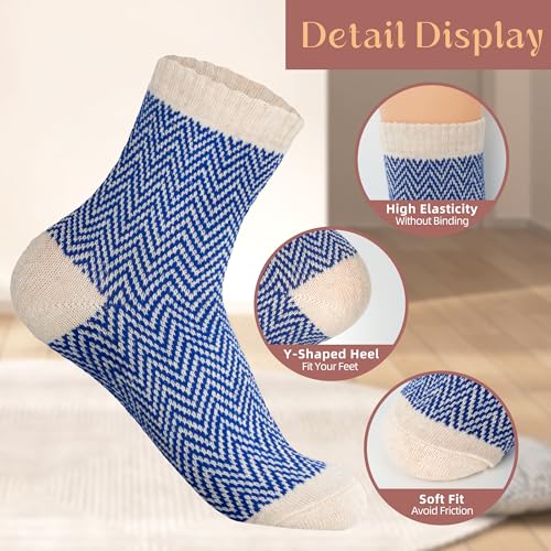 Image of LOCONHA Womens Wool Socks 5 Pairs Winter Warm Sock Thick Knit Cabin Cozy Crew Soft Socks Gifts for Women