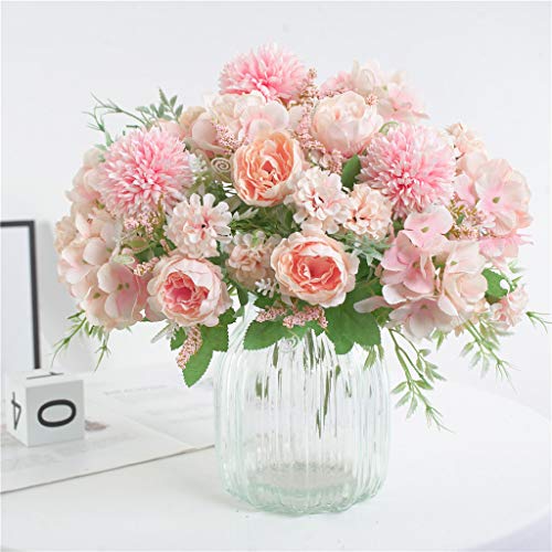 HZAMING - Flores artificiales, peonías falsa, hortensias, claveles, de seda, de plástico, decoraciones, arreglos de flores realistas, decoración de bodas, centros de mesa, 2 paquetes