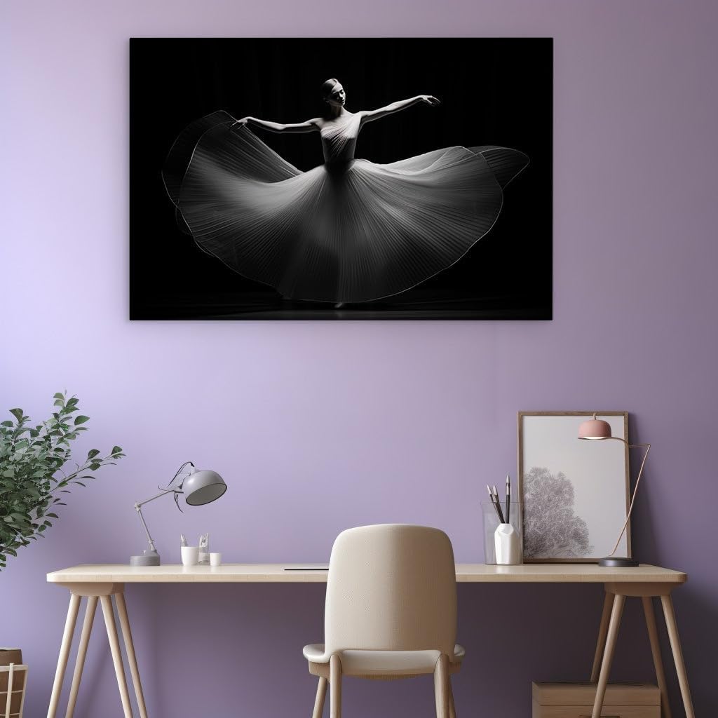 Canvas for Living room. Dancing Shadows: A Study in Motion and Elegance Captured in Monochrome, 27 x 18 inch Canvas Wall Art - Contemporary Masterpieces - Modern Home Decor - 69x46 cm (27x18 inch)