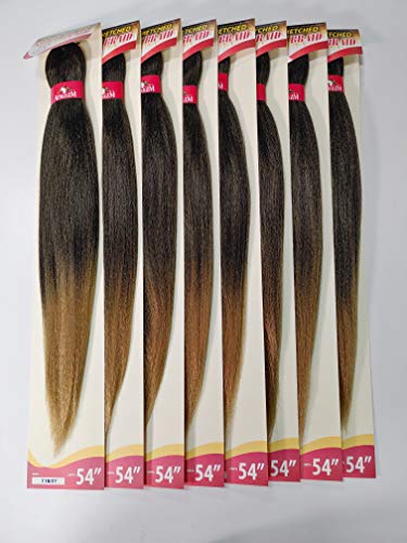 (Pack of 8) Afreezm Pre Stretched Silky Braiding Hair 100% Kanekalon Afrelle Fiber (54 Inches / 85 Grams) (1B / 27)