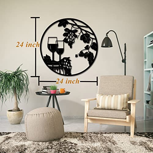 Rnnjoile Rustic Wall Decor Metal Wine Grapes Wall Sculpture Black Modern Artwork For Chateau Farmhouse Kitchen Home Decorations Easy To Hang On #TOP5