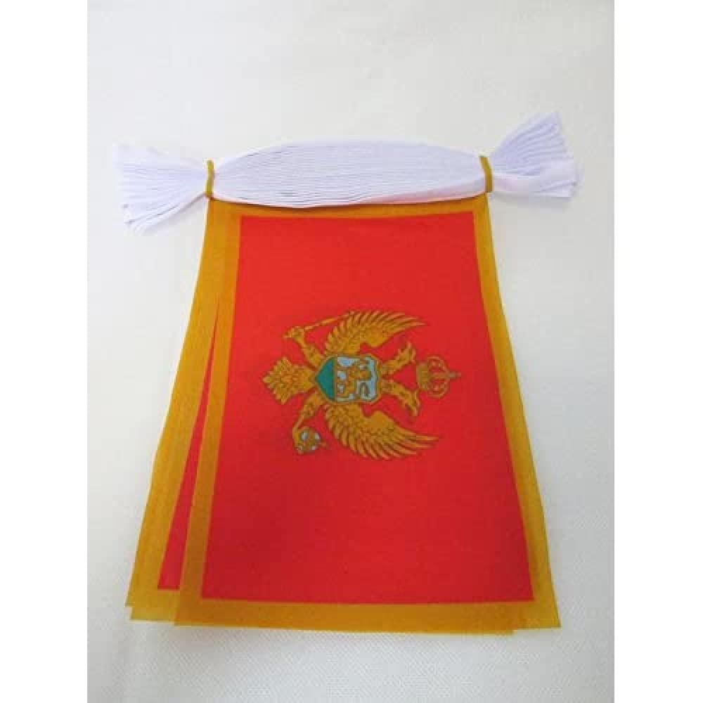 AZ FLAG Montenegro Bunting Flag, 20 Ft Garland with 20 Small Montenegrin Flags 8'' x 6'', 100% Polyester String Pennant, 6 meters — image 1