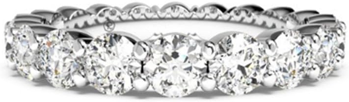 Round Cut Natural Moissanite Engagement Rings White Gold Finished Color H-I Clarity VVS1 Certified 1.80Ct Moissanite Eternity Band Genuine Moissanite Womens 925 Sterling Silver Rings (J)