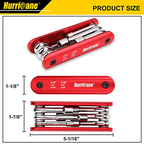 Hurricane 6 In 1 Folding Nut Driver Set, Sae Size Hex Nut Driver Set, Chrome Vanadium Steel Shank. Premium Aluminum Handle Portable, Easy To Carry Out,Includes: 3/16", 1/4", 5/16", 11/32", 3/8", 7/16" #TOP6