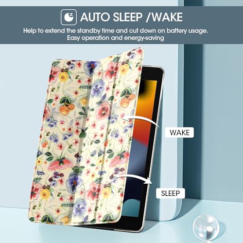 Image of ProCase for iPad 9th / 8th / 7th Generation Case 10.2 Inch (2021 /2020 /2019 Release), 10.2 iPad Case 9th / 8th / 7th Gen Cover, Slim Smart Cover with Translucent Hard Shell Back -Petunia