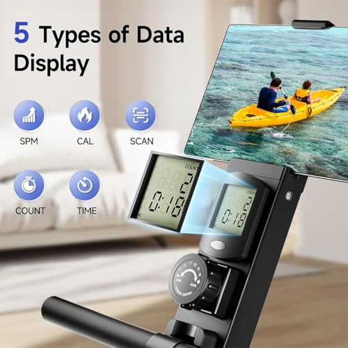 Image of PowerMax Fitness RH-330PRO Premium Rowing Machine for Home Use | 130KG Max User | 16-Level Magnetic Resistance | Foldable Cardio Rower, Bluetooth for Fitshow app, Aluminium Rail for Full Body Workout