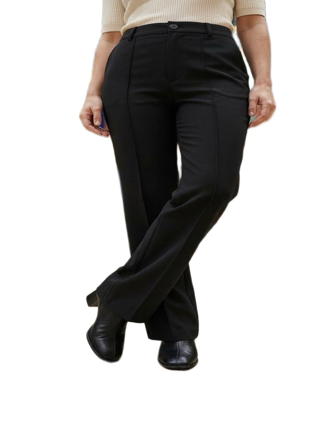 maykr Women High Rise High Waist Trousers Flared Korean Style Formal Pants| Elegant Workwear for Office, College & Events (Available in Plus Size)-picture-27