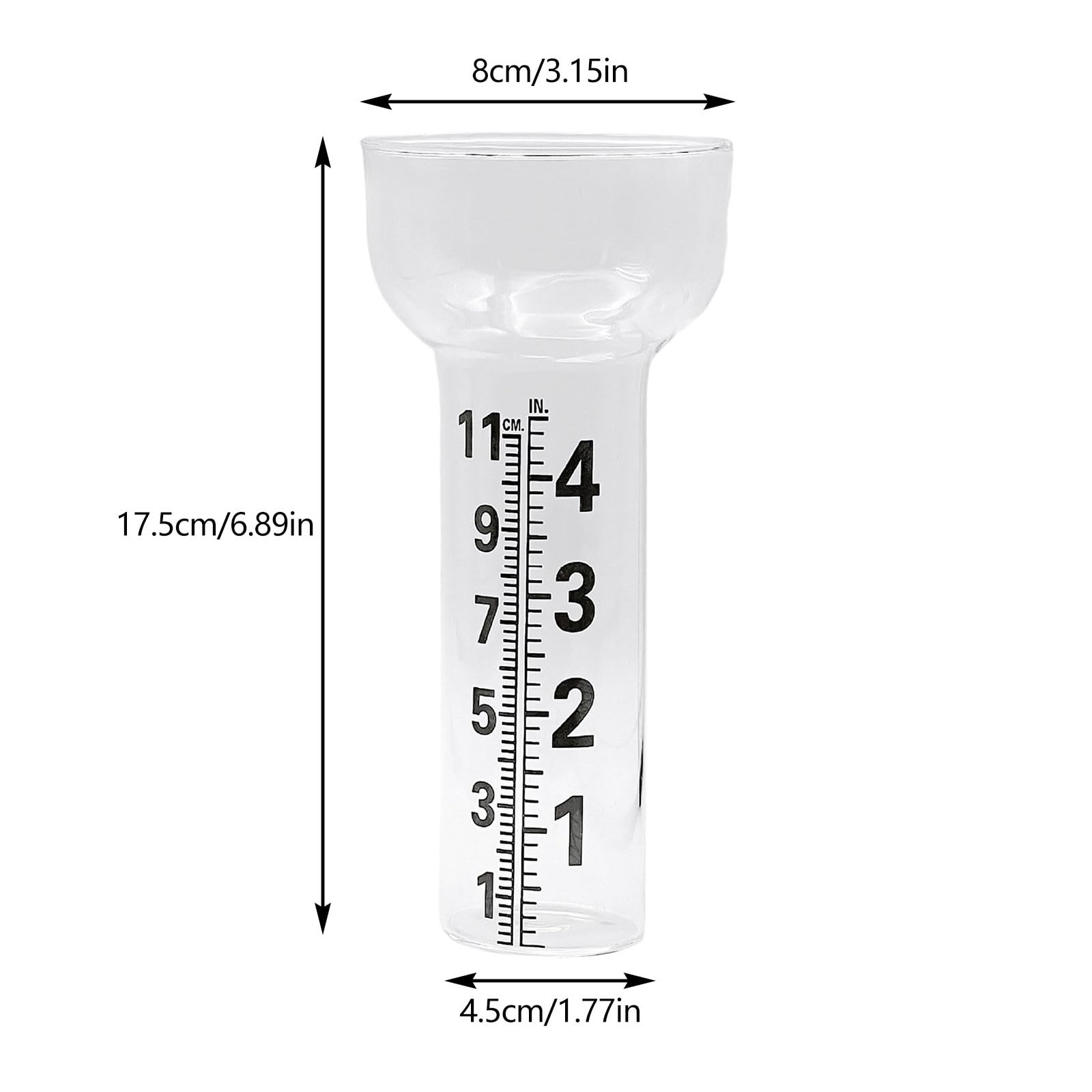 AONEGOLD Regen‑ BZW. Niederschlagsmesser Ersatzglas mit klarer Messskala, trichterförmiges Glas für Garten und Außenbereich, frostsicher inklusive Halterung (Weiß1+2+3-a)