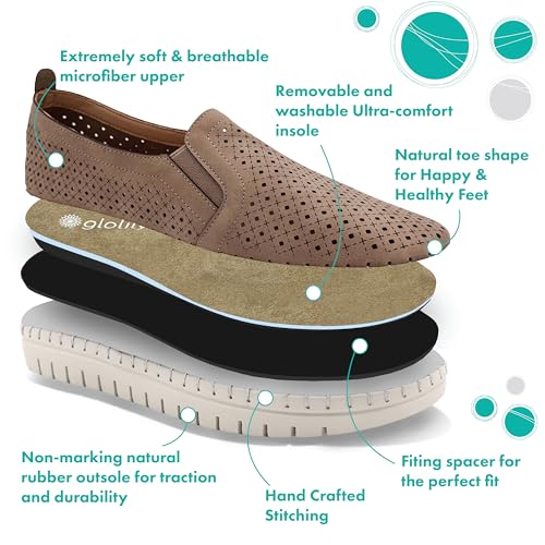 Glolily Elle Perf Women's Comfort Sneakers - Orthotic Lightweight & Flexible Walking Shoes with Arch Support, Comfortable Casual Fashion Shoes for Women3