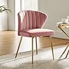 Hulala home velvet dining chairs modern small armless accent chair with gold metal legs living room upholstered cute side chair elegant tufted back vanity chair for bedroombeauty room pink  urban country home decor