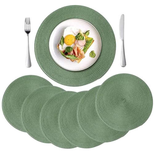 Sets de table de cuisine ronds verts pour décoration de table à manger