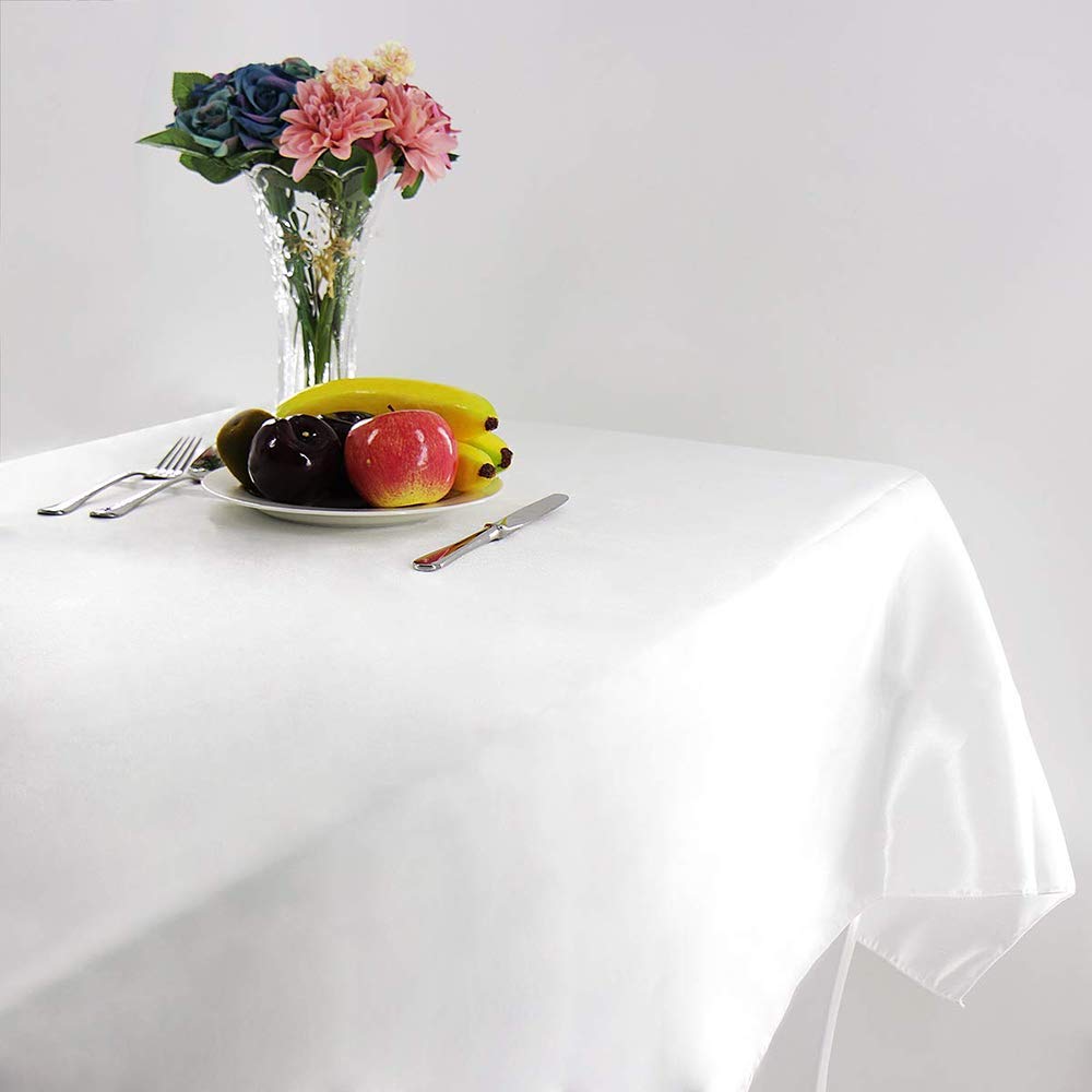 250 * 350CM (98.4in x 137.8in) Rettangolare Tovaglia in Raso per la Decorazione di Matrimonio/Compleanno/Battesimo del Bambino/Eventi - Bianco