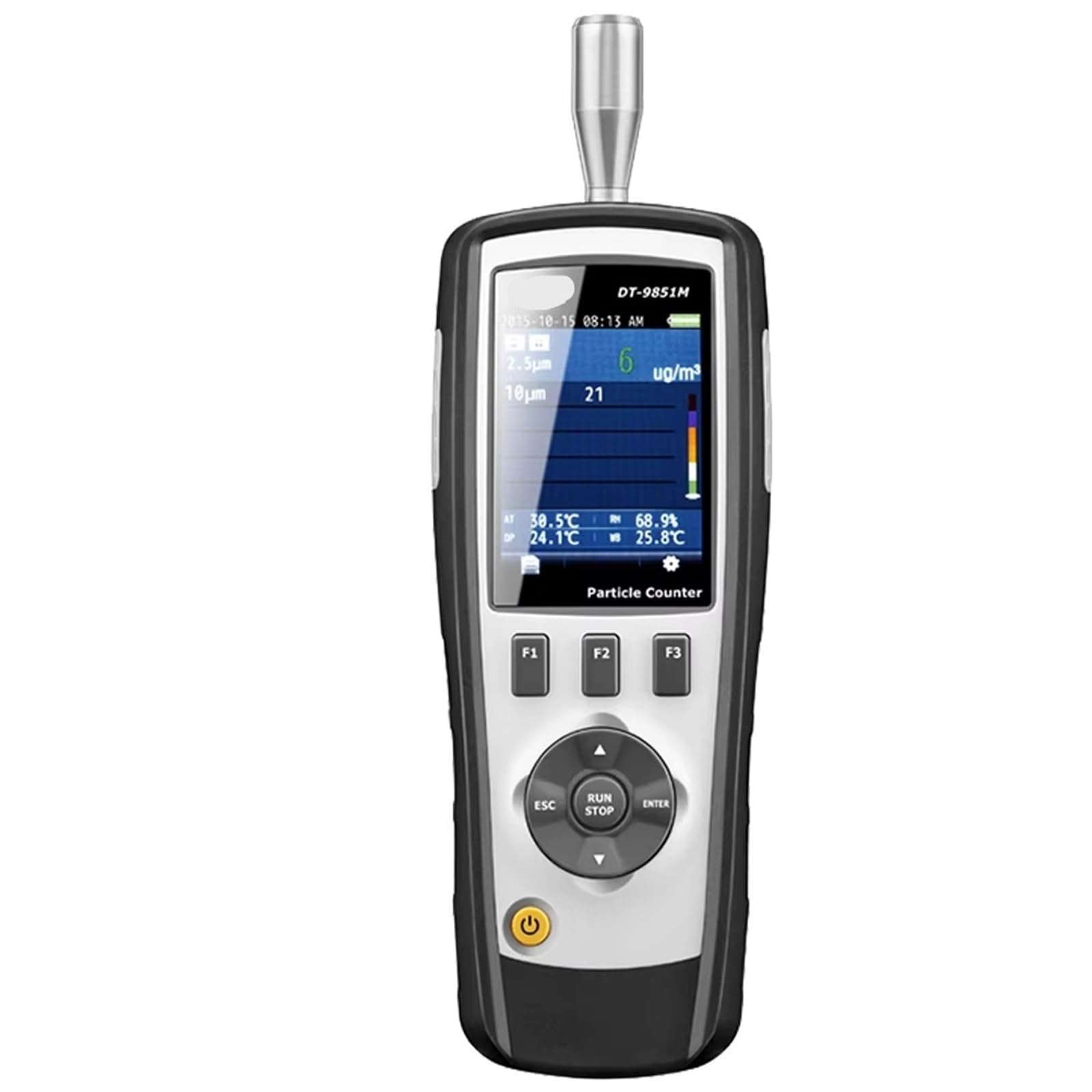Staubpartikelzähler, Digitaler Tragbarer Luftpartikelzähler DT-9851M TFT LCD 5000,für Innen Außenbereich | 2,83 L/min Durchfluss, 0,3–2,5 Μm, PM2,5/PM10-Erkennung