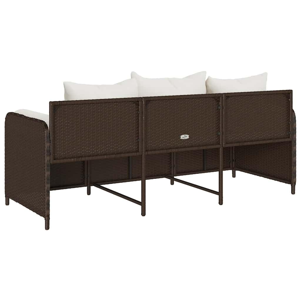 vidaXL Sofá de jardín con Cojines 3 plazas ratán sintético marrón, sofá de Exterior, Muebles de jardín, Muebles de Patio, Asientos de jardín