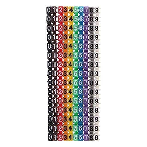 Fafeicy Kabelmarkierungsrohr und Nummernrohr 0-9 für 1.5mm² mit 10 verschiedenen Farben, Snap-On und konkaves Design, Heißfolienmarkierung