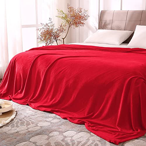 Image of BEDELITE Fleece Blankets Queen Size Red Throw Blankets for Bed, Luxury Plush Cozy Fuzzy Blanket 90x90 inches, Super Soft Warm Lightweight Throw Blanket All Seasons Suitable