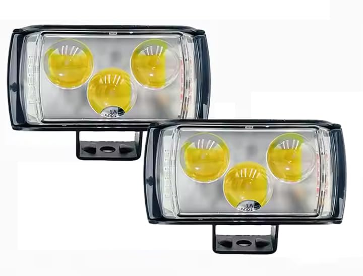 Image of Night-Drive 3 EYE LED Lens Fog Flashing Light | White & Amber Auxiliary Projector Spot Lights for Motorcycles, Cars, Scooty & Electric Vehicles (45W, 2-Pack)