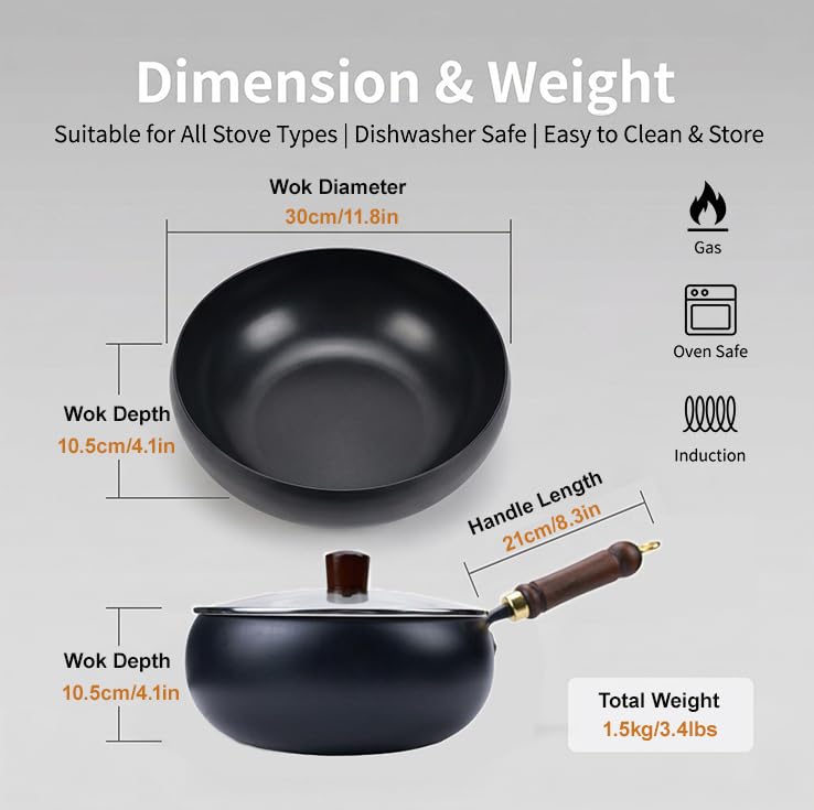 Wok para estufa eléctrica 28 cm con tapas miniatura 7