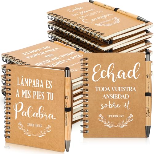 Resurhang 24 Pcs Christian Gifts Bulk Spanish Religious Spiral Prayer