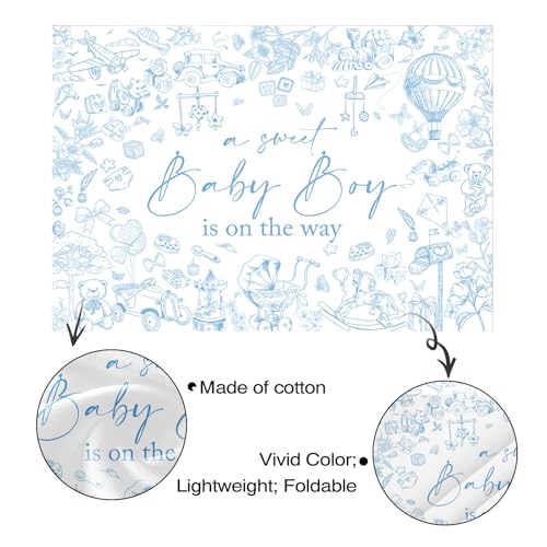 Fondo para Baby Shower azul 7x5 pies Mocsicka miniatura 5