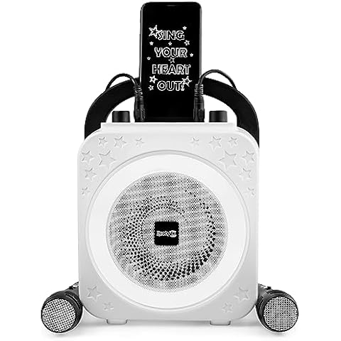 RockJam 10-Watt Rechargeable Bluetooth Karaoke Machine with Two Mics, Ring Light & Voice Effects Cover