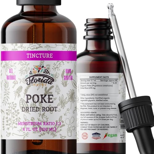 Image of FLORIDA HERBS Organic Poke Root Tincture | Poke Extract Liquid for Immune & Lymphatic Support | Alcohol-Free, Vegan, Non-GMO Supplement | Made in USA | 2 Fl Oz