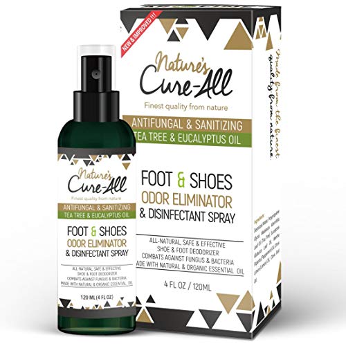 Odor Eliminator Foot & Shoe Sanitizer Spray 4Oz | Antibacterial Disinfectant Spray & Shoe Deodorizer Spray | 100% Natural Ingredients with Anti-fungal Tea Tree Oil | Made In USA